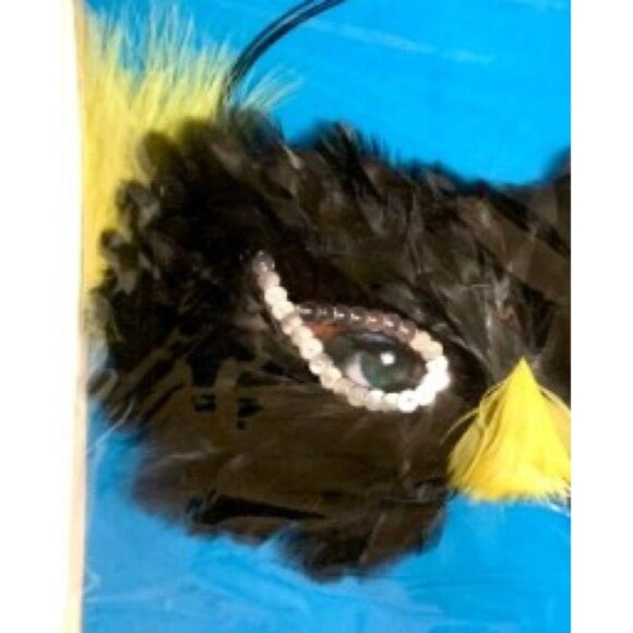 Fright Factory Fantasy Mask With Feathers Sequins Adult Masquerade Cosplay - Picture 5 of 8
